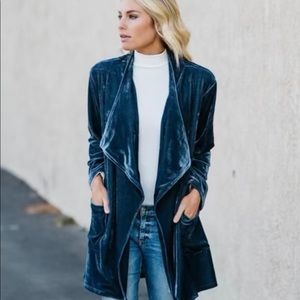 Blue Velvet Drape Jacket Small